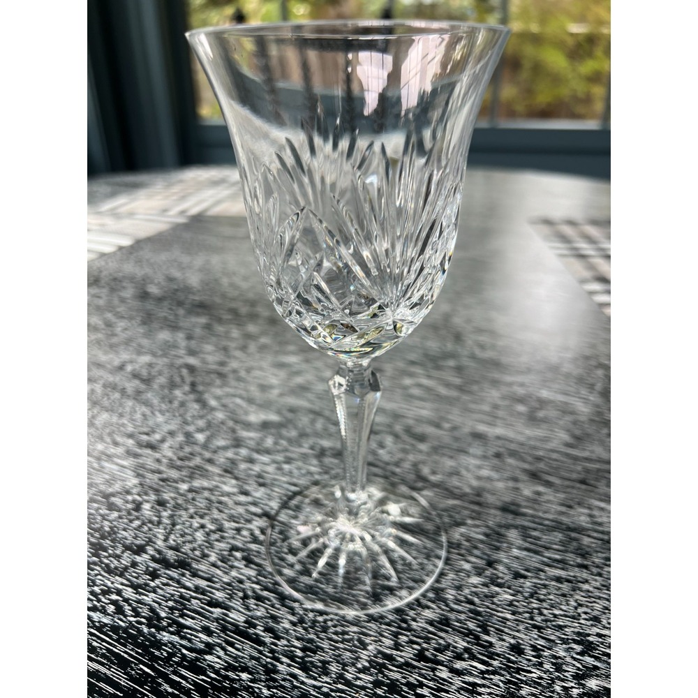 Rogaska Richmond Vintage Water Glass Notched Stem Fan‎ Cut Bowl